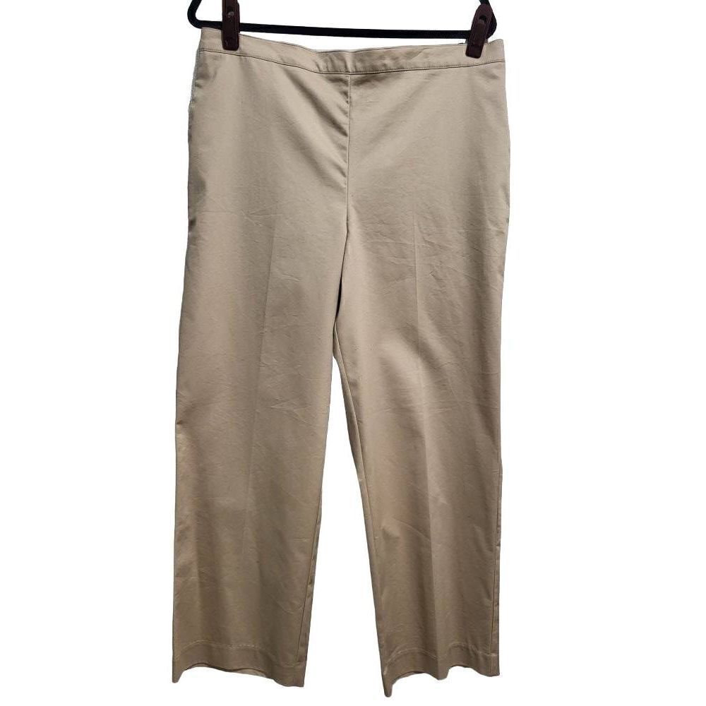 Alfred Dunner Womens Tan Beige Pants Elastic back Waist